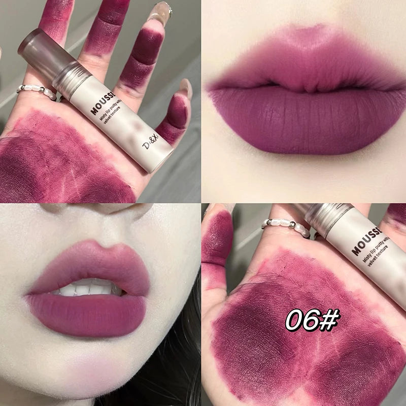 Velvet Mousse Matte Lipstick – Gothic Dark Purple & Black