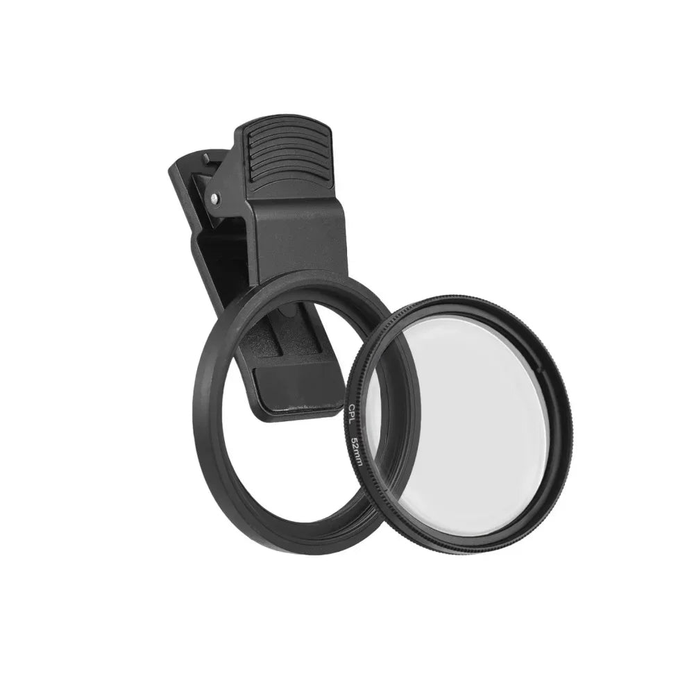 52mm CPL Polarizer Filter – Universal Clip for Phone & DSLR Camera Lens Filter PRIMED Black-A