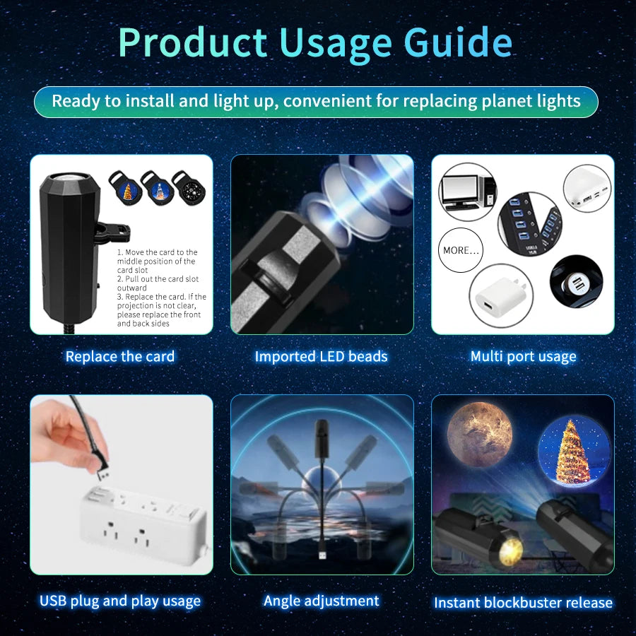 USB LED Projector Night Light – Holiday Moon Lamp Room Decor LED Projector Night Light PRIMED