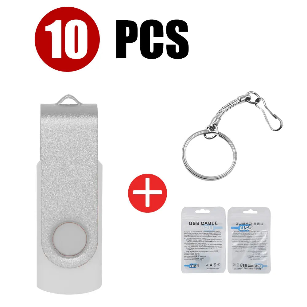 10-Pack Colorful USB Flash Drives 1GB–64GB | Custom Logo USB Flash Drive PRIMED 4GB White USB 2.0