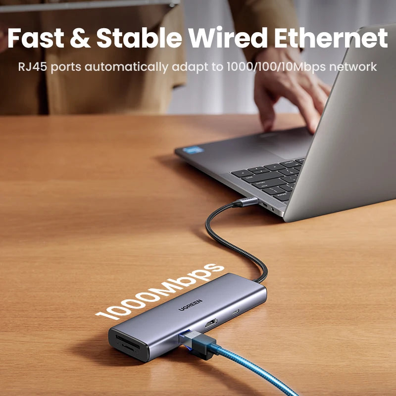 UGREEN 9-in-1 USB-C Hub 4K60Hz HDMI PD100W RJ45 SD/TF USB-C Docking Hub PRIMED