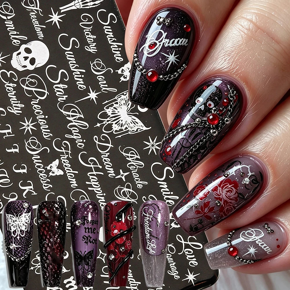 Gothic Halloween Nail Stamping Plate – Butterfly & Letters Nail Stamping Plate PRIMED