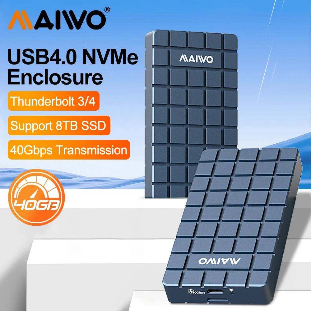 MAIWO USB4 NVMe SSD Enclosure 40Gbps Thunderbolt 3/4 – 8TB NVMe SSD Enclosure PRIMED