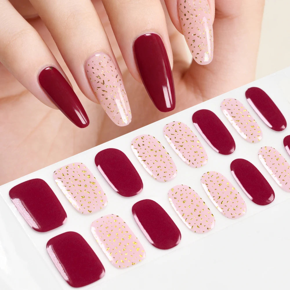 Semi-Cured UV Gel Nail Stickers – French Full Cover Waterproof