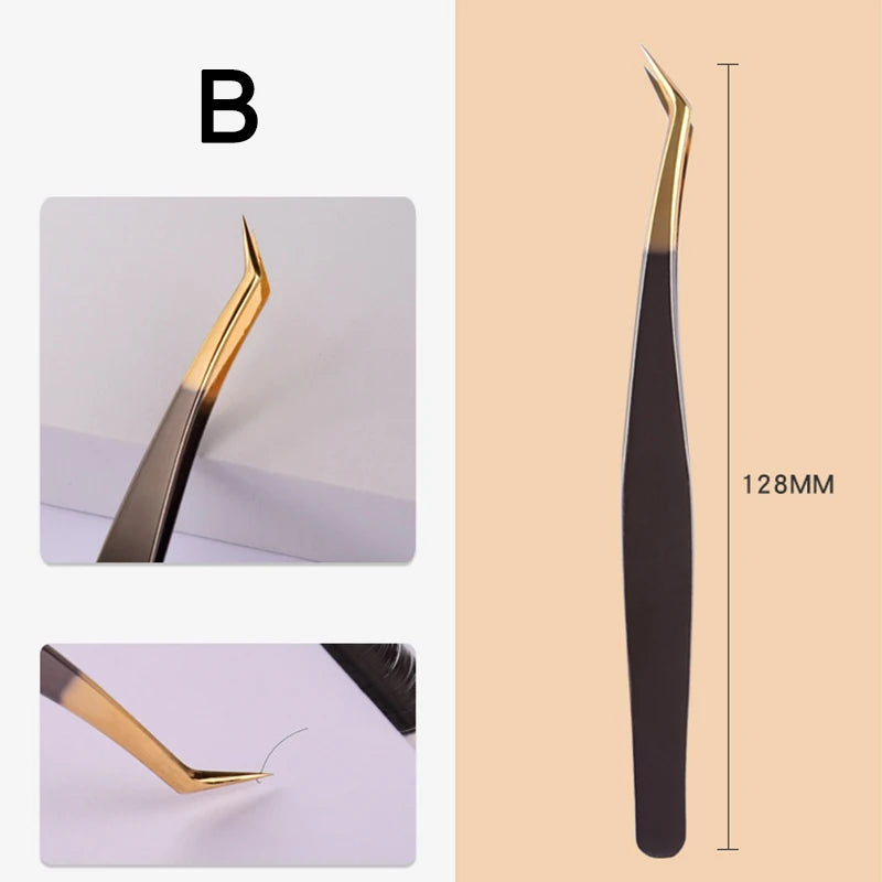 Professional Stainless Steel Eyelash Extension Tweezers – Black Lash Extension Tweezers PRIMED B