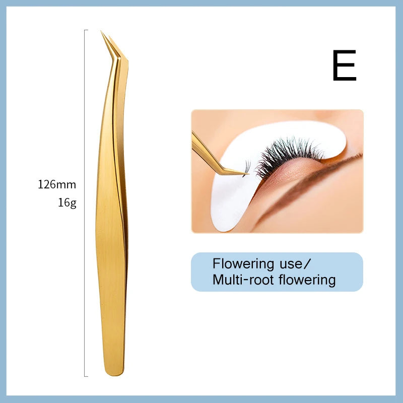 Professional Gold Eyelash Extension Tweezers | Stainless Steel Eyelash Extension Tweezers PRIMED E