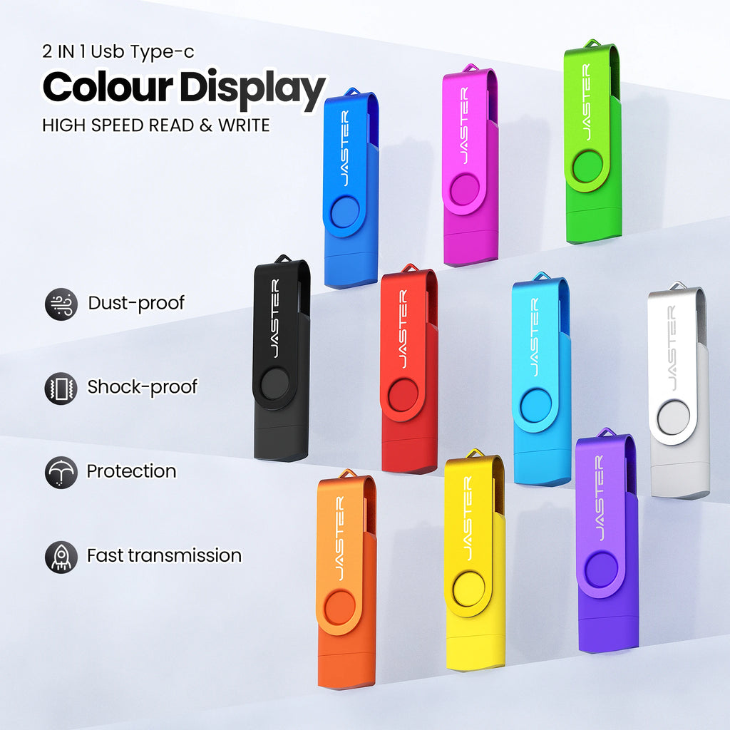 JASTER 2-in-1 Type-C USB 3.0 Flash Drive 16GB–128GB USB Flash Drive PRIMED