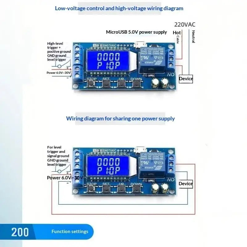 LCD Time Delay Relay Module 6-30V | 27-Mode Timer Switch