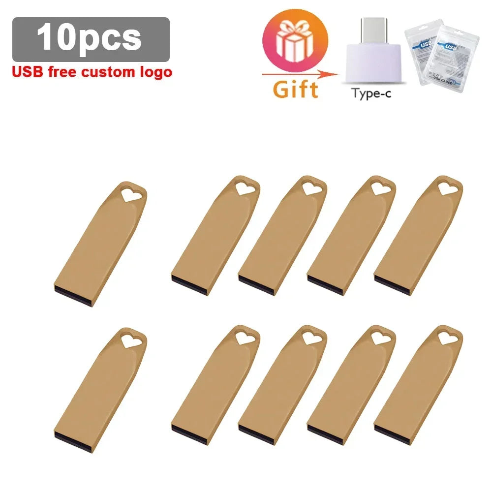 10-Pack Heart USB Flash Drives | Custom Logo 8GB–64GB Gift USB Flash Drive PRIMED 128MB X10PCS Style 3 China Mainland