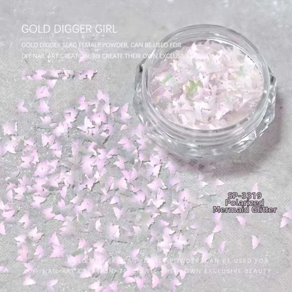 Nail Art Glitter Sequins – Heart Flower Butterfly Mermaid Iridescent