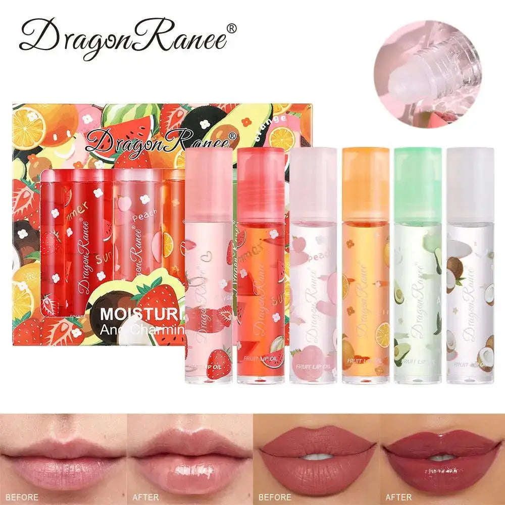 Strawberry Lip Gloss Set 6 Pcs – Hydrating Roll-On Lip Oil
