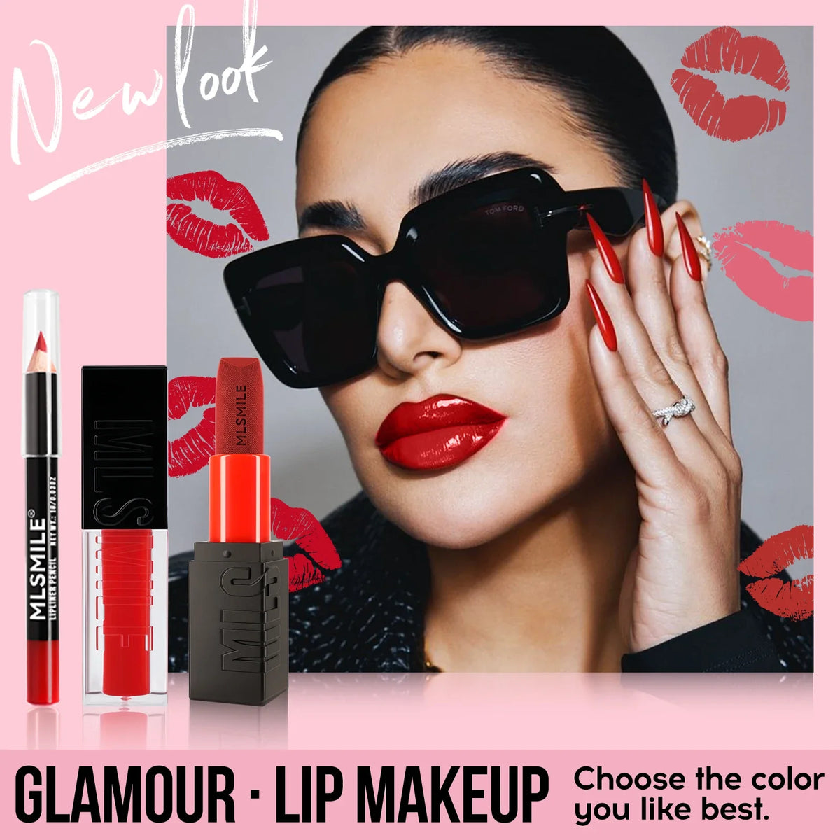 MLSMILE Matte Lipstick Set – Lip Glaze, Liner & Mirror