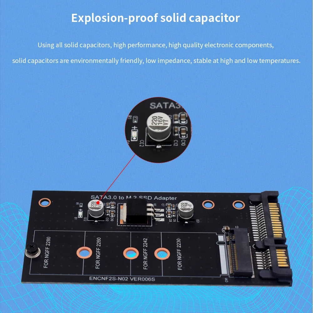 TISHRIC M.2 NGFF to SATA 3.0 Adapter Card – Up to 6Gbps SSD Adapter Card PRIMED