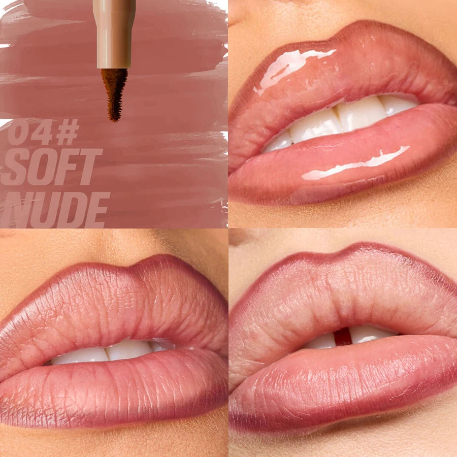 Waterproof Velvet Matte Lip Liner Pencil – Nude & Cherry Red