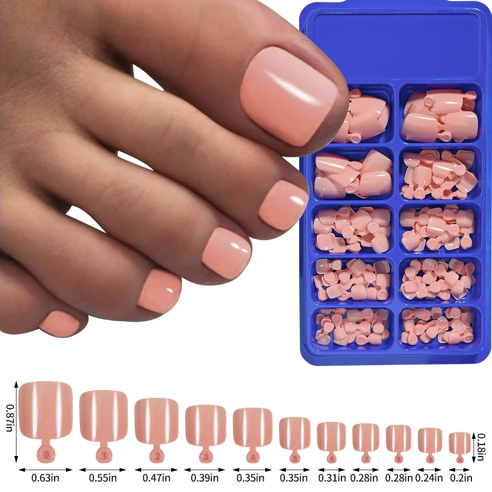 100Pcs Press On Toenails – Acrylic Solid Color Fake Nail Tips
