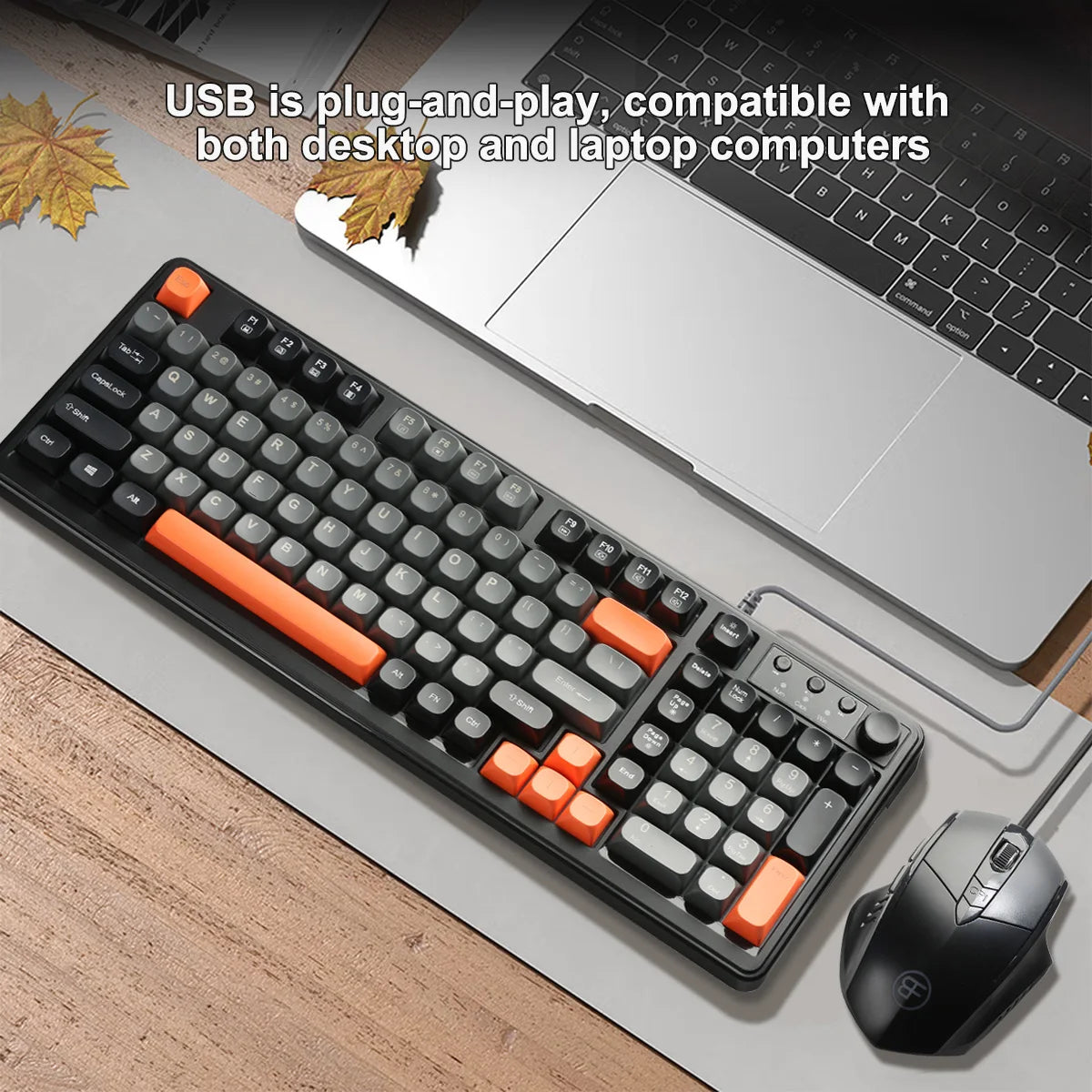 RGB Wired Keyboard & Mouse Combo – 98-Key Mechanical USB Set Keyboard Mouse Combo PRIMED
