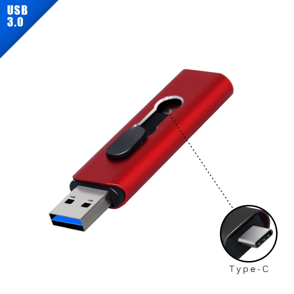 USB-C & USB 3.0 Dual Flash Drive | 16GB–128GB Metal Pen Drive USB Flash Drive PRIMED 16 GB Red