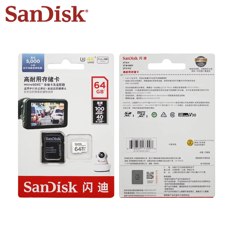 SanDisk Micro SD Card 32GB–512GB U3 V30 | Up to 100MB/s Flash Memory Card PRIMED