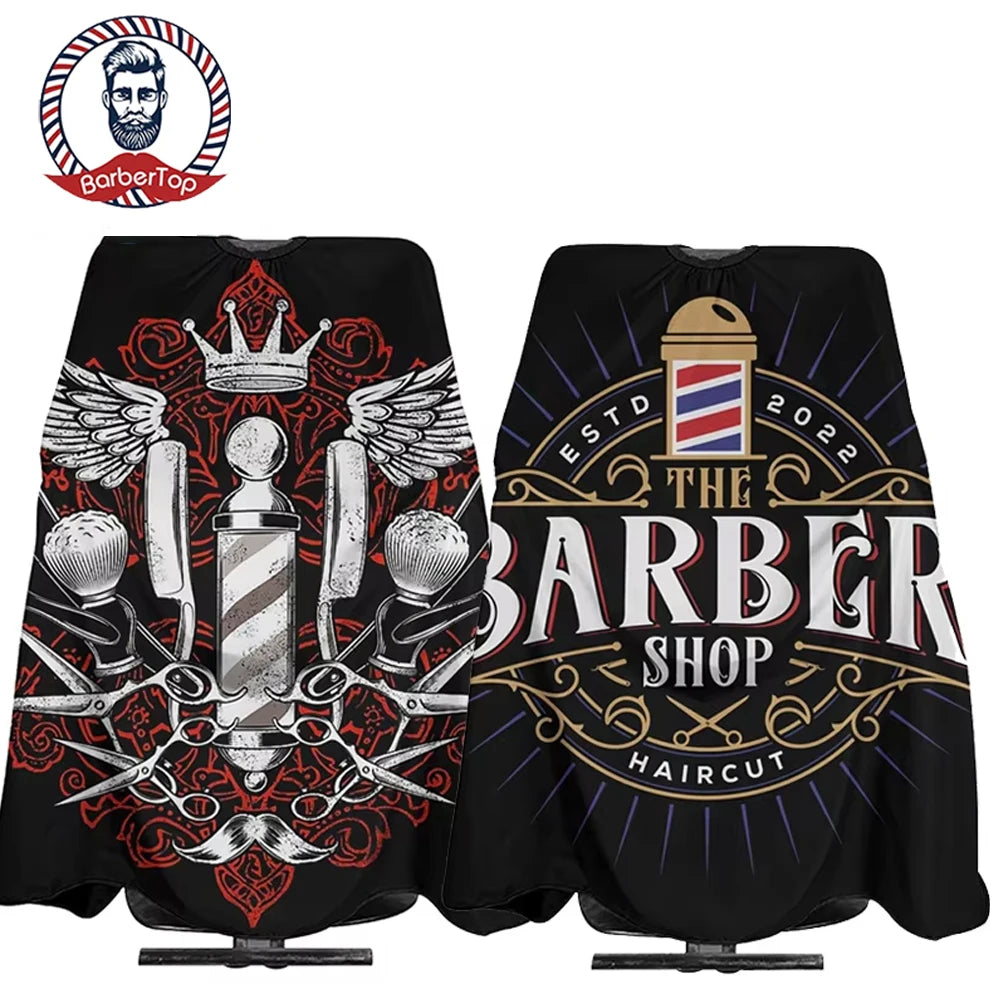 Waterproof Anti-Static Barber Cape – Black Salon Haircut Gown