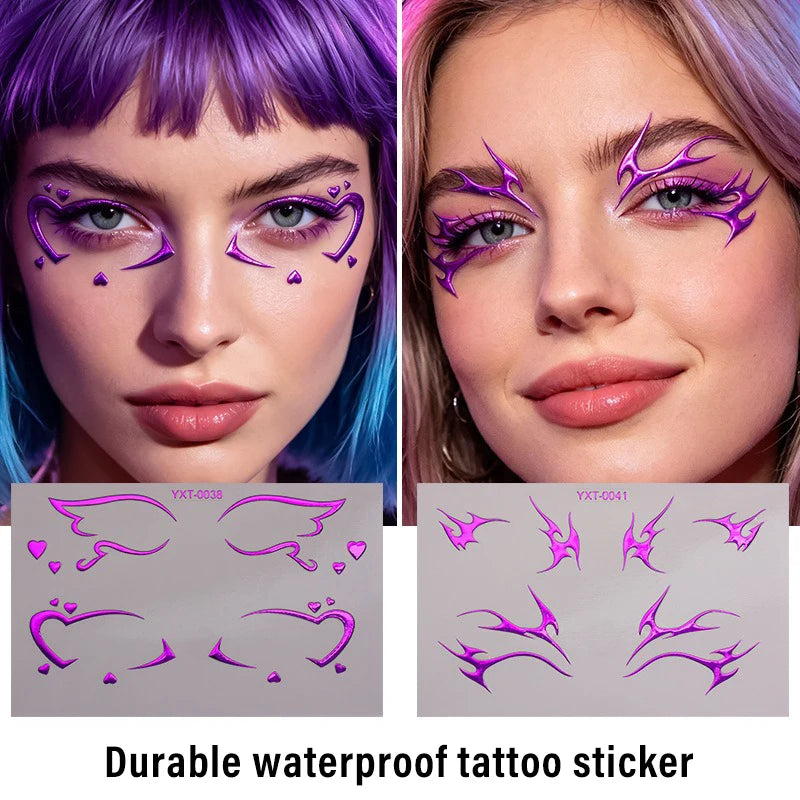 Purple Red Metallic Eye Makeup Stickers | Temporary Tattoo Eye Makeup Stickers PRIMED