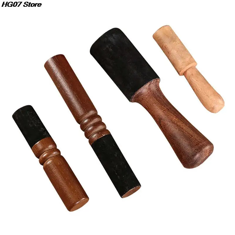 Tibetan Singing Bowl Leather Mallet – Handmade Peach Wood