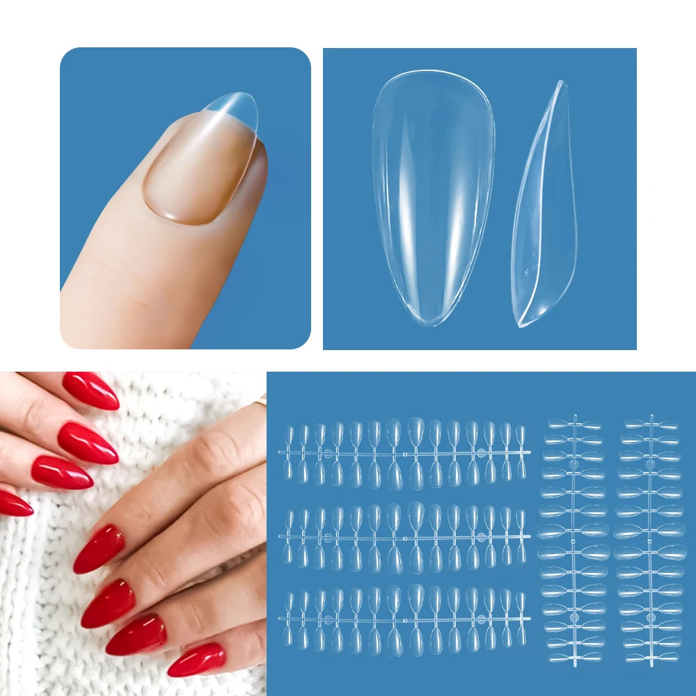 120pcs XXS Short Almond Soft Gel Full Cover Nail Tips – DIY Soft Gel Nail Tips PRIMED TD151-1
