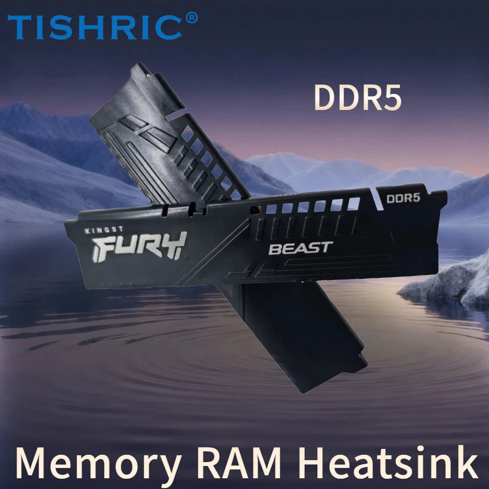 TISHRIC DDR5 RAM Heatsink – Aluminum Cooling Vest & Thermal Pad RAM Heatsink Cooler PRIMED