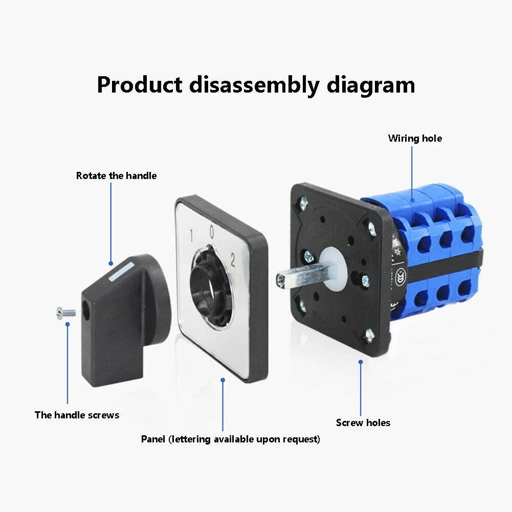 LW26 20A/32A 3-Position Rotary Cam Changeover Switch On-Off-On Rotary Cam Switch PRIMED