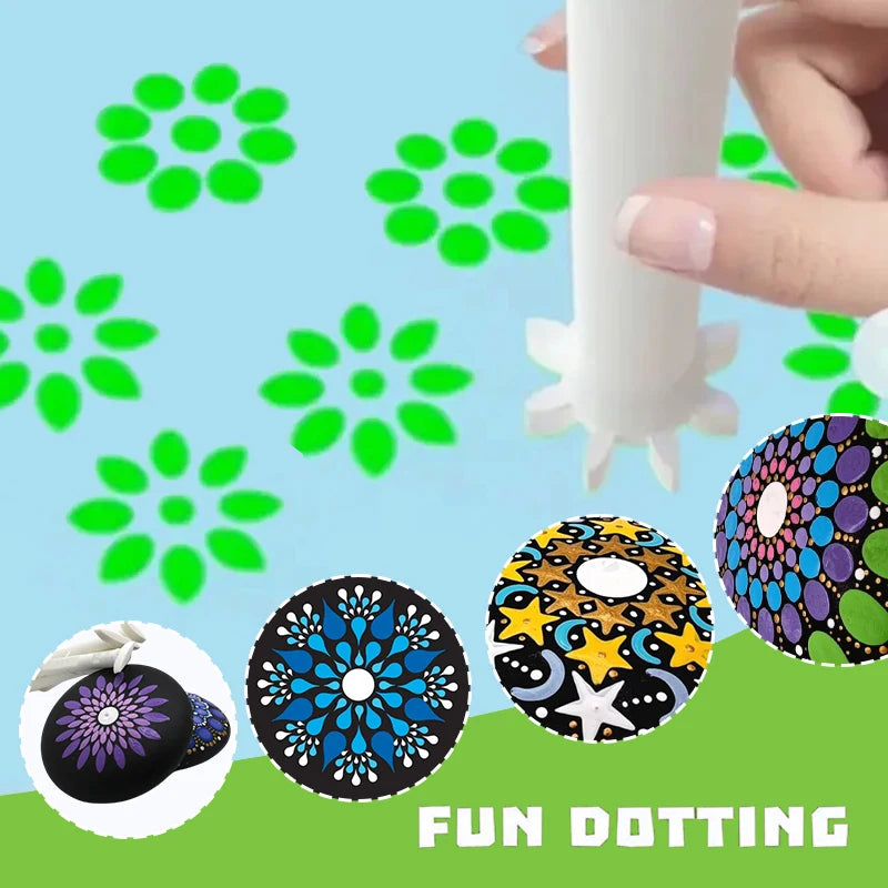 Dot Painting Embossing Stamp Pen Set – Floral DIY Art Tools