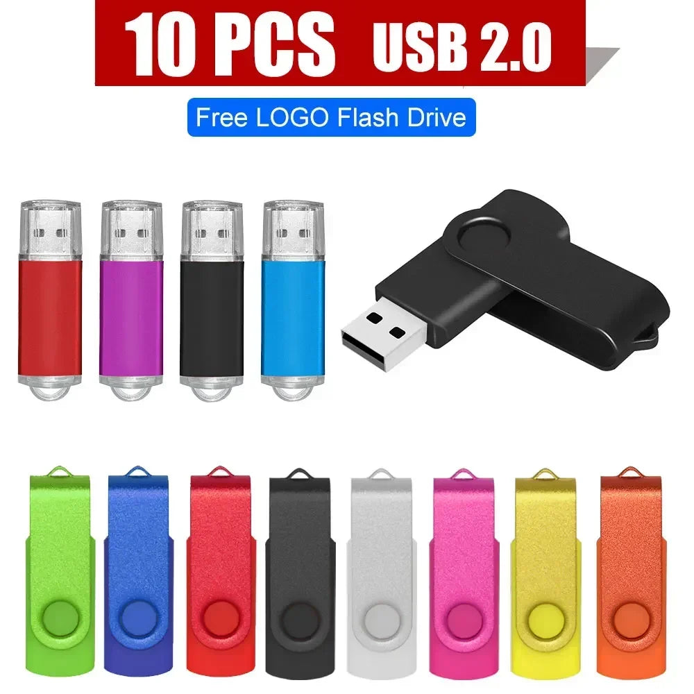 10-Pack Metal USB 2.0 Flash Drives 1GB–64GB | Custom Logo USB Flash Drive PRIMED