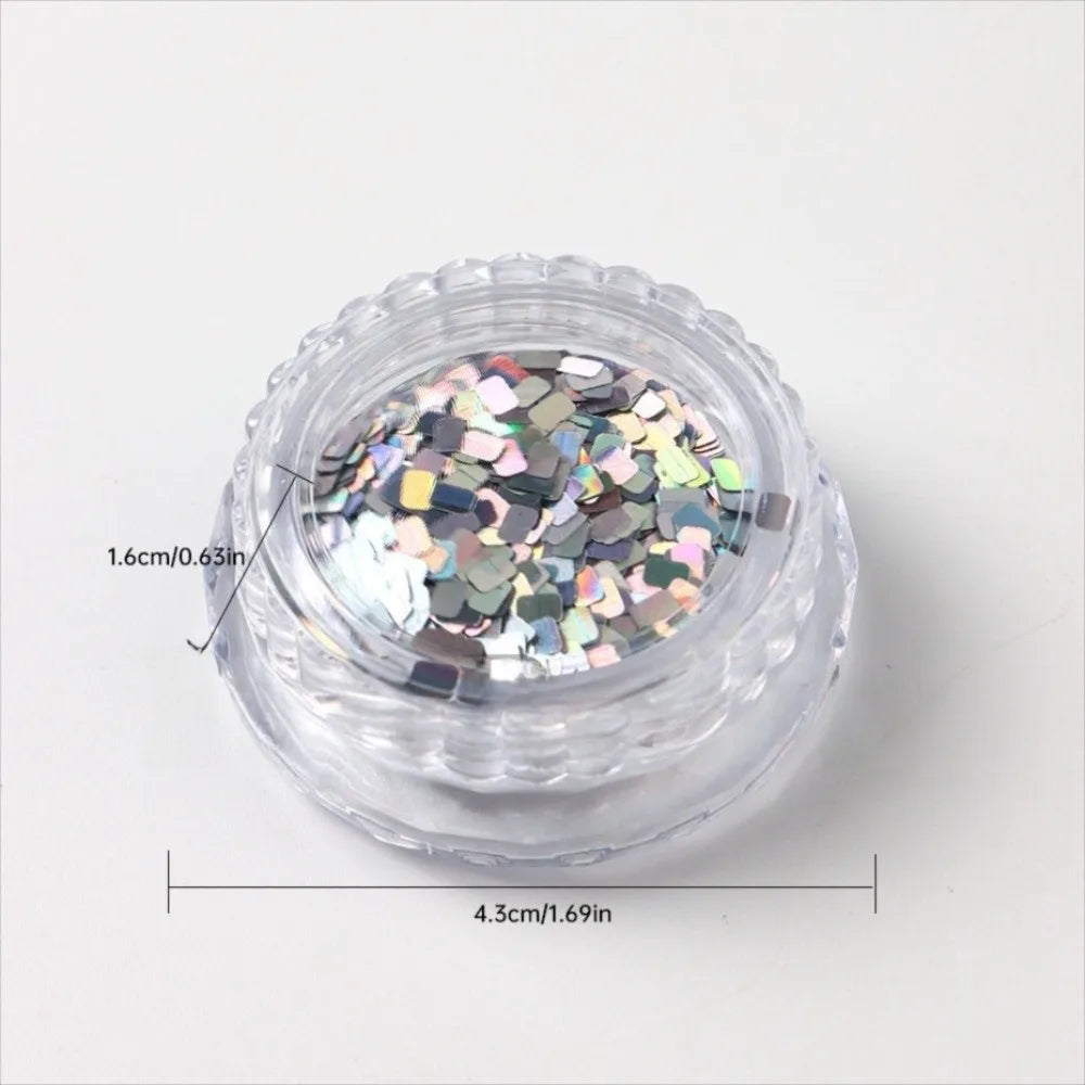Holographic Square Nail Sequins – Silvery Laser Glitter Art
