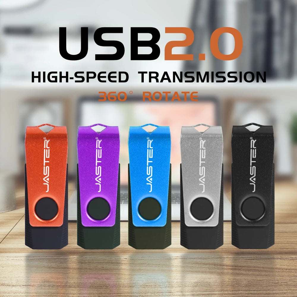 JASTER Rotatable USB Flash Drive 16–128GB + Free Keychain USB Flash Drive PRIMED