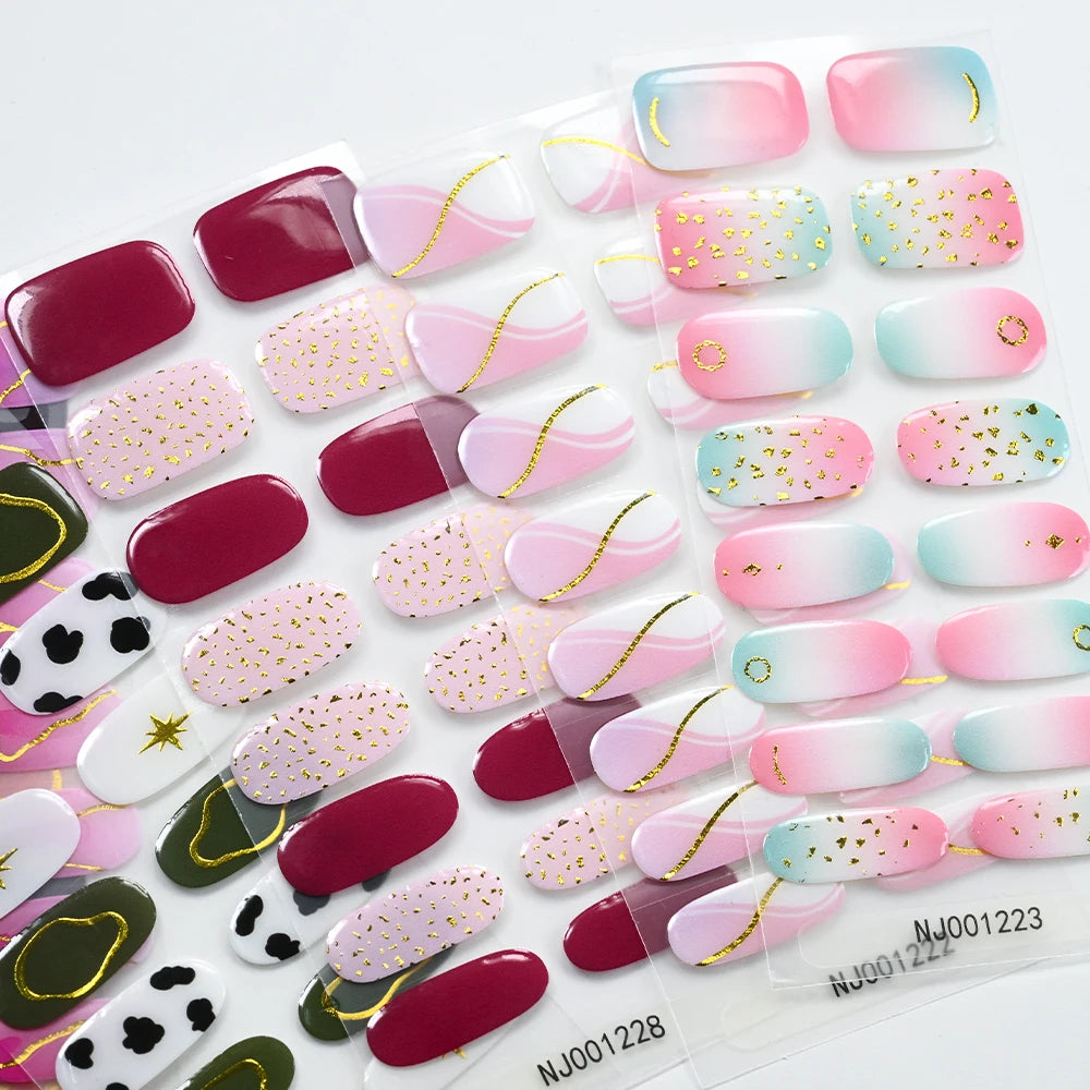 Semi-Cured UV Gel Nail Stickers – French Full Cover Waterproof