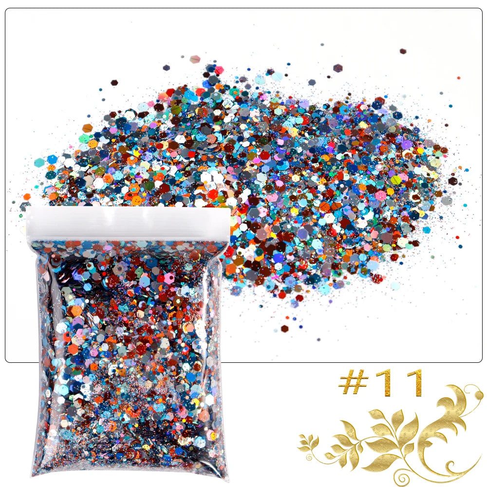 Luminous Nail Glitter Sequins 50g – 12 Colors Holographic Flakes
