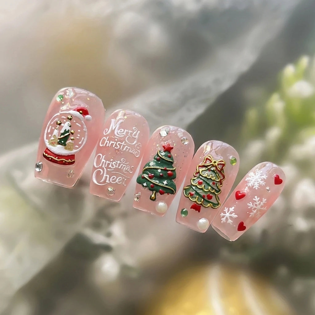 5D Gold Christmas Nail Art Stickers – 3D Snowflake Decals Nail Art Stickers PRIMED