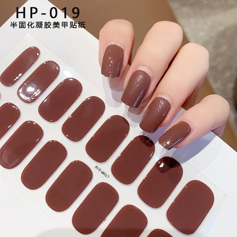 Semi-Cured Gel Nail Wraps Pink Tulip Floral | 16 Tips/Sheet