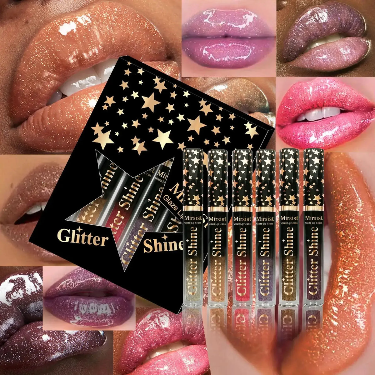 6-Piece Pearl Lip Glaze Set – Hydrating Liquid Lipstick Gloss Liquid Lip Gloss Set PRIMED