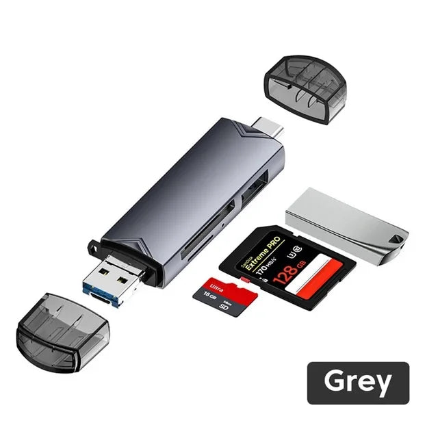 7-in-1 USB 3.0 Type-C SD TF Card Reader OTG Adapter USB Card Reader PRIMED Grey 6 in 1 metal China Mainland