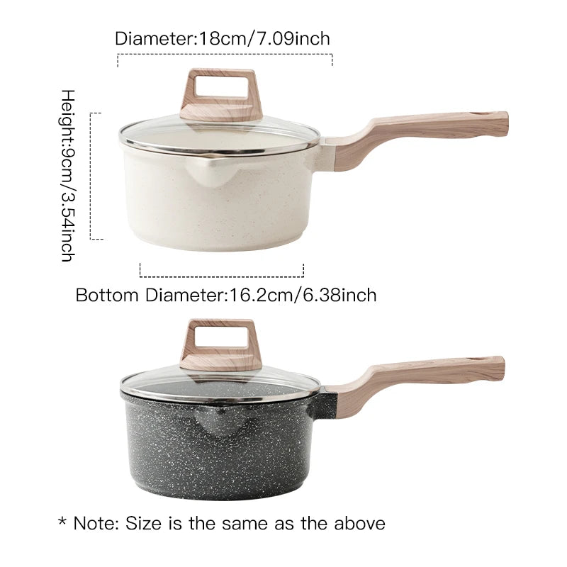 DONNOR Nonstick Granite Saucepan with Lid – All Stove Types Nonstick Saucepan PRIMED