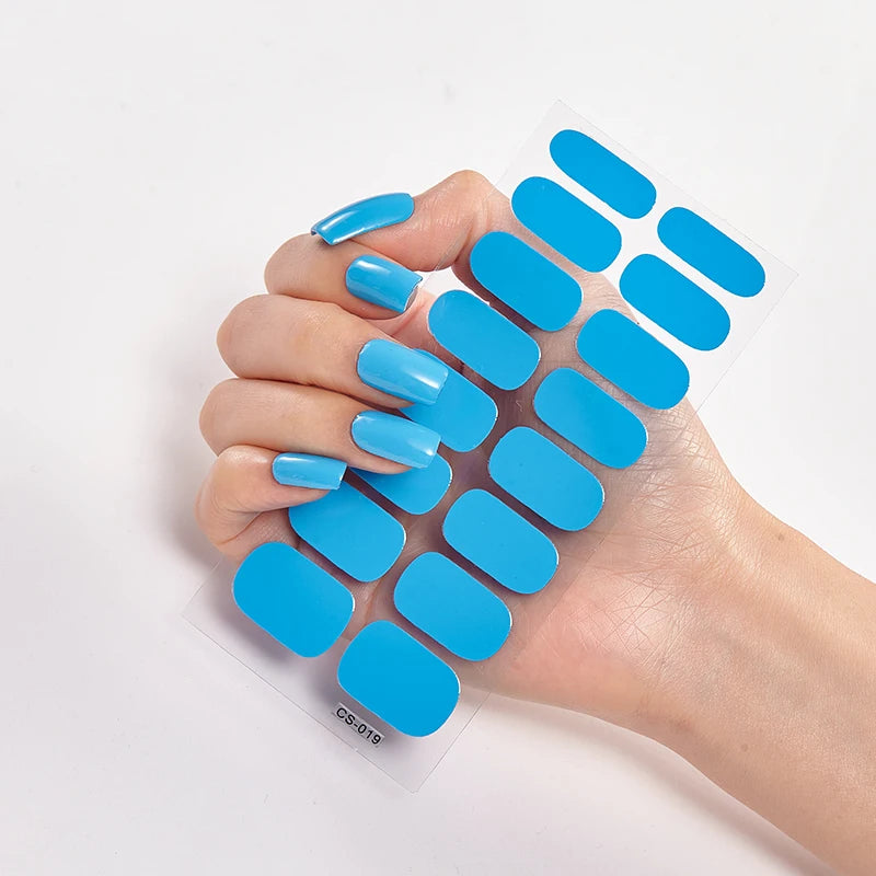 Semi-Cured Gel Nail Wraps Full Cover Stickers – 16pc Set