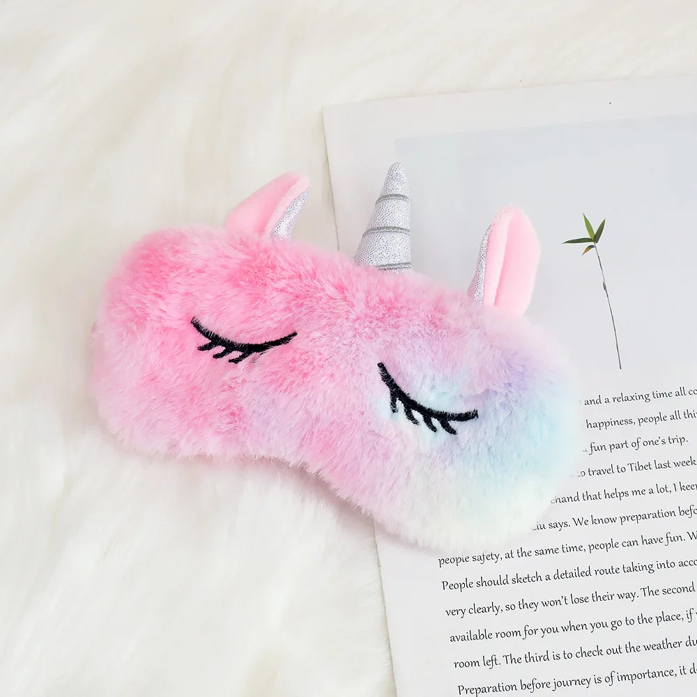 Unicorn Plush Sleep Mask – Soft Blackout Eye Cover for Girls