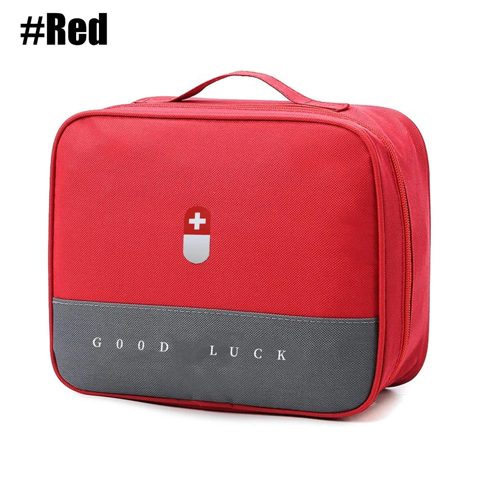 Red Portable First Aid Bag – Multi-Compartment Medical Organizer