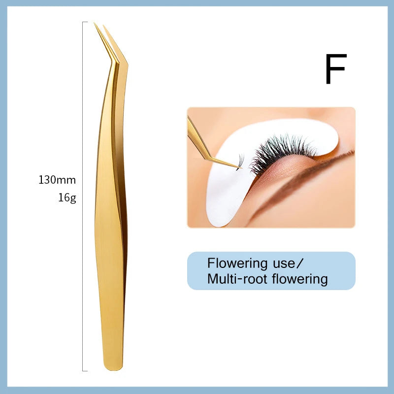 Professional Gold Eyelash Extension Tweezers | Stainless Steel Eyelash Extension Tweezers PRIMED F