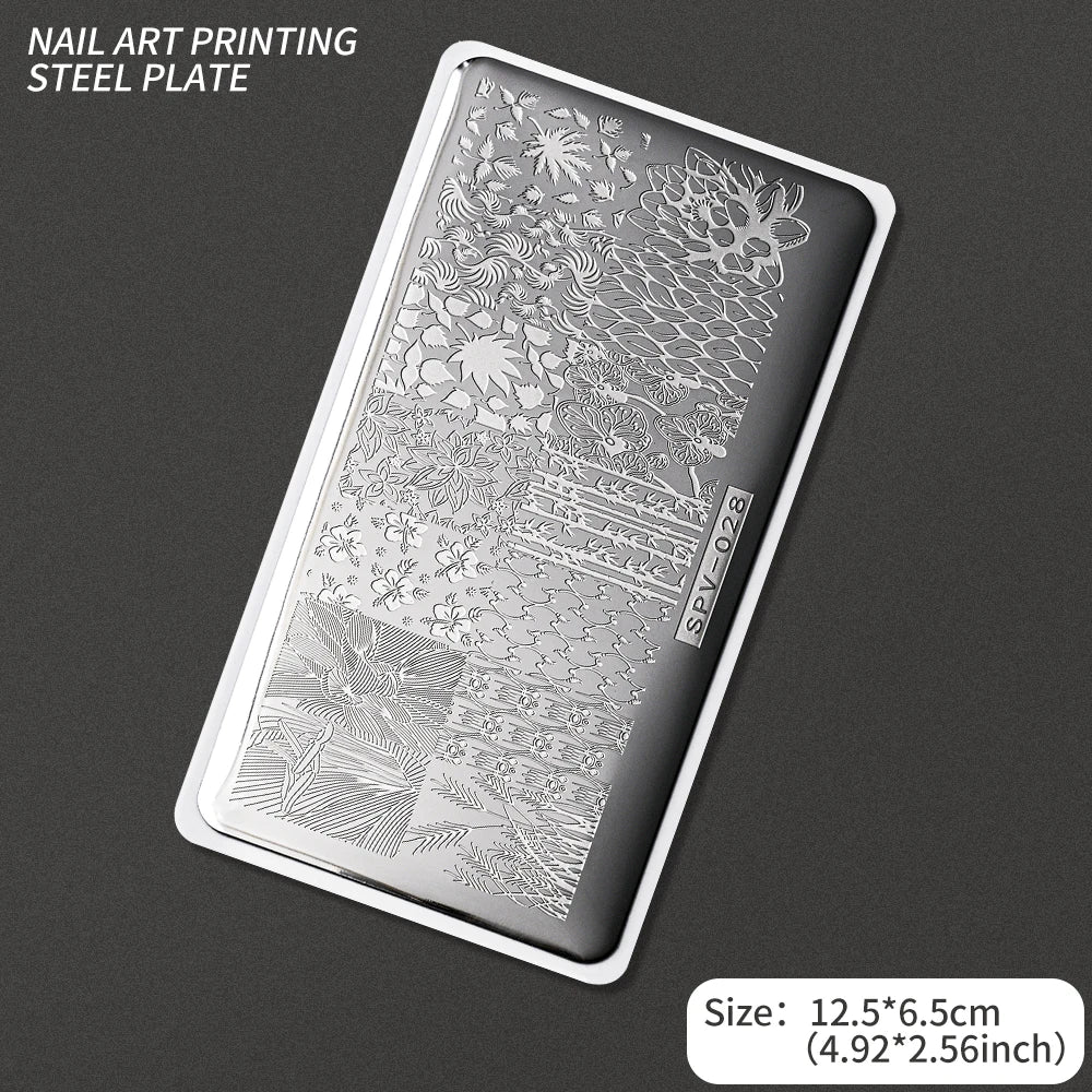 Nail Art Stamping Plate – Waves, Florals & Animal Designs