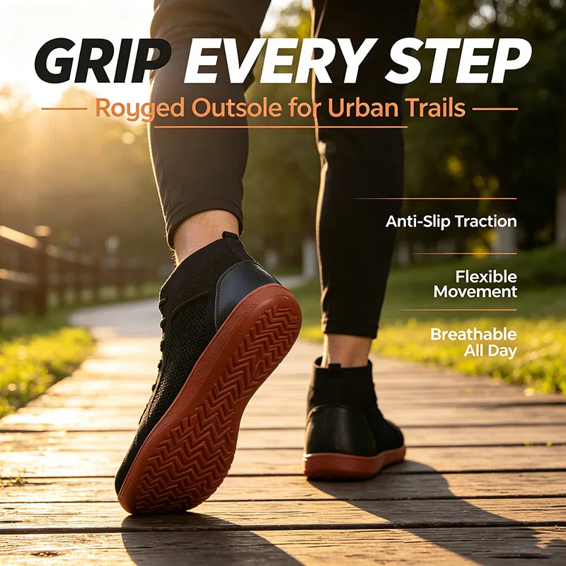 LETCOMFIT Mid Top Barefoot Shoes | Wide Toe Box Zero Drop Minimalist Barefoot Sneakers PRIMED