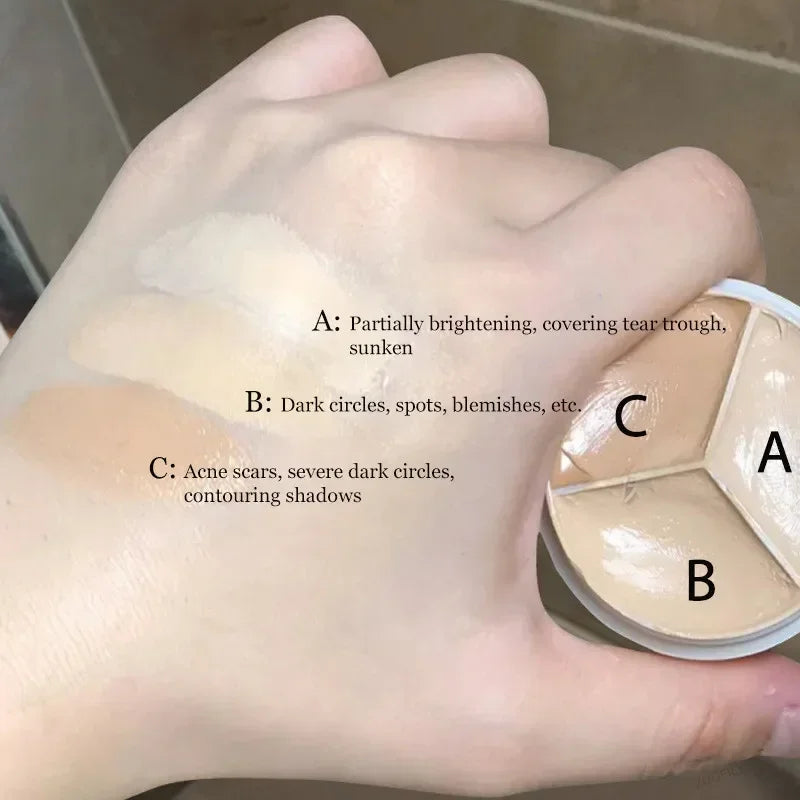3-Color Concealer Contour Cream – Full Coverage, Oil Control