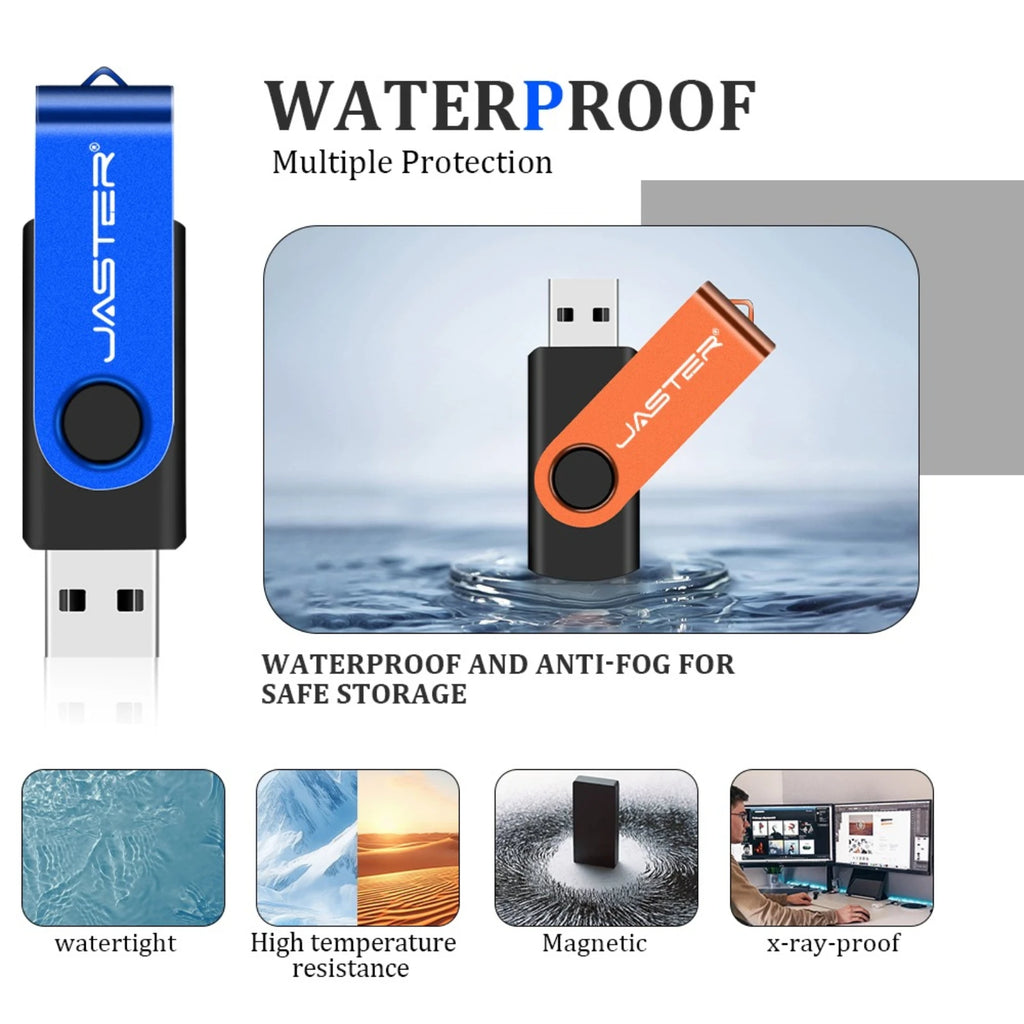 JASTER 10-Pack Rotatable USB Flash Drives | Custom Logo USB Flash Drive PRIMED