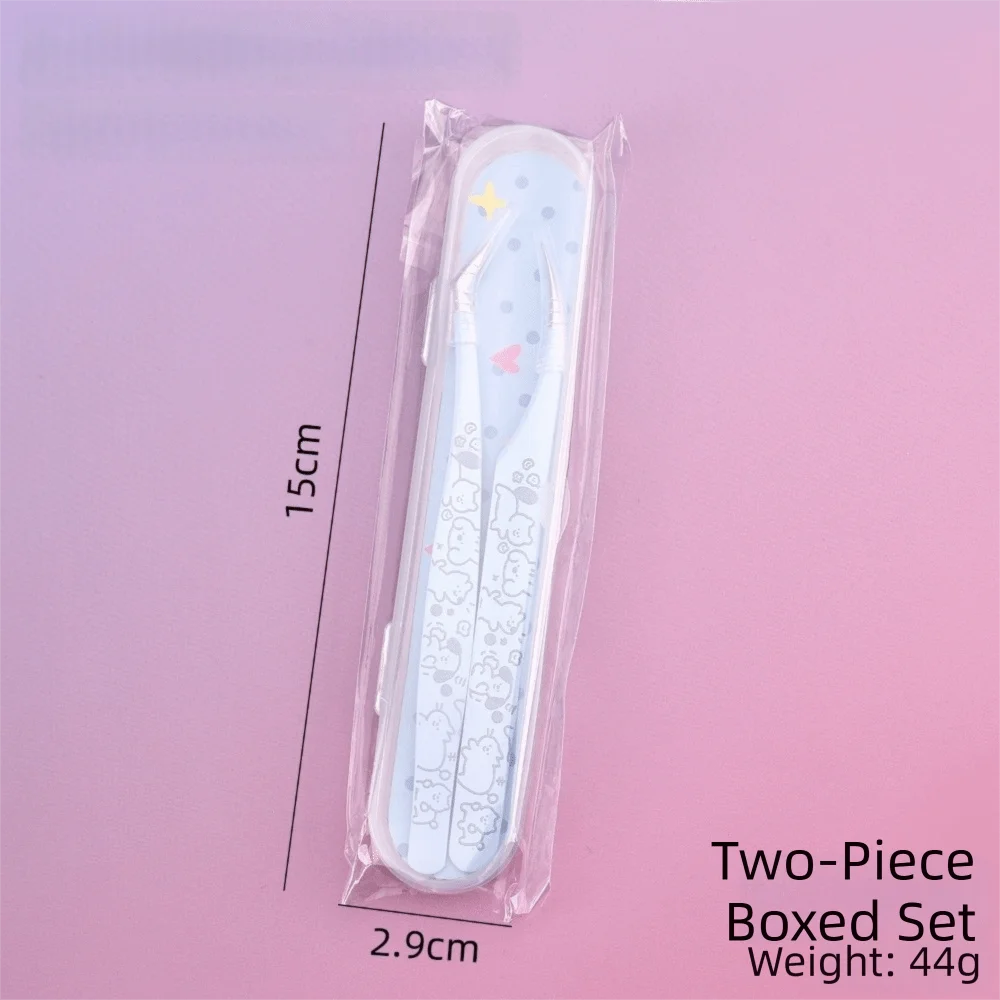 Cartoon Eyelash Extension Tweezers – Stainless Steel Lash Tool Eyelash Tweezers PRIMED Blue-Type C