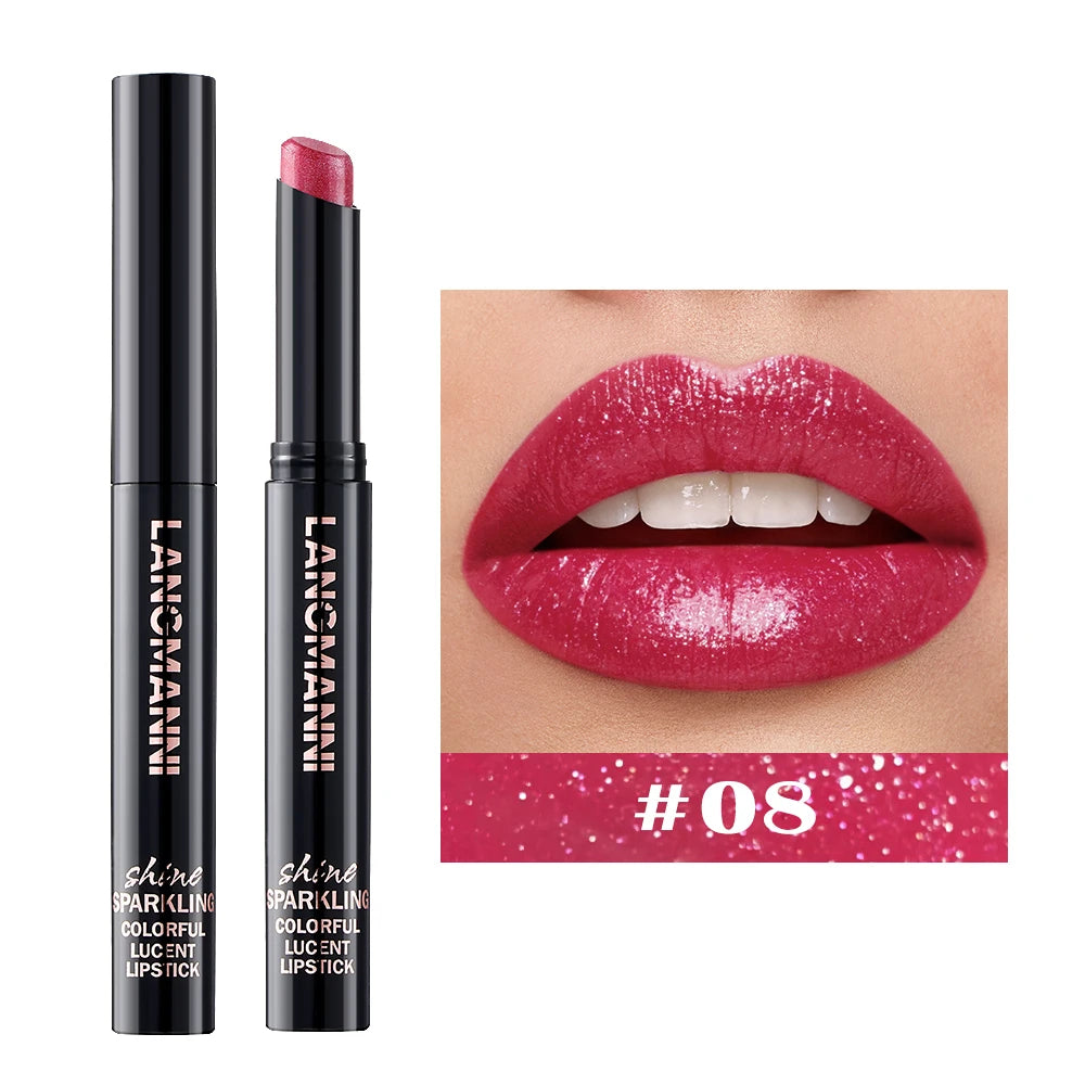 Rotating Diamond Shimmer Lipstick – 10 Colors Glitter Lip Gloss