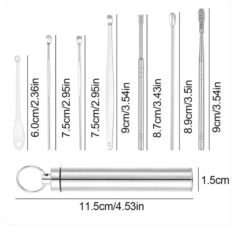 Stainless Steel Double-Head Spiral Ear Cleaning Spoon Tool